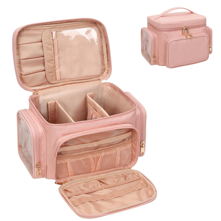Kosmetiktasche Gross, Reise Make Up Tasche Damen Schminktasche mit Pinselhalter Fach, Portable Makeu