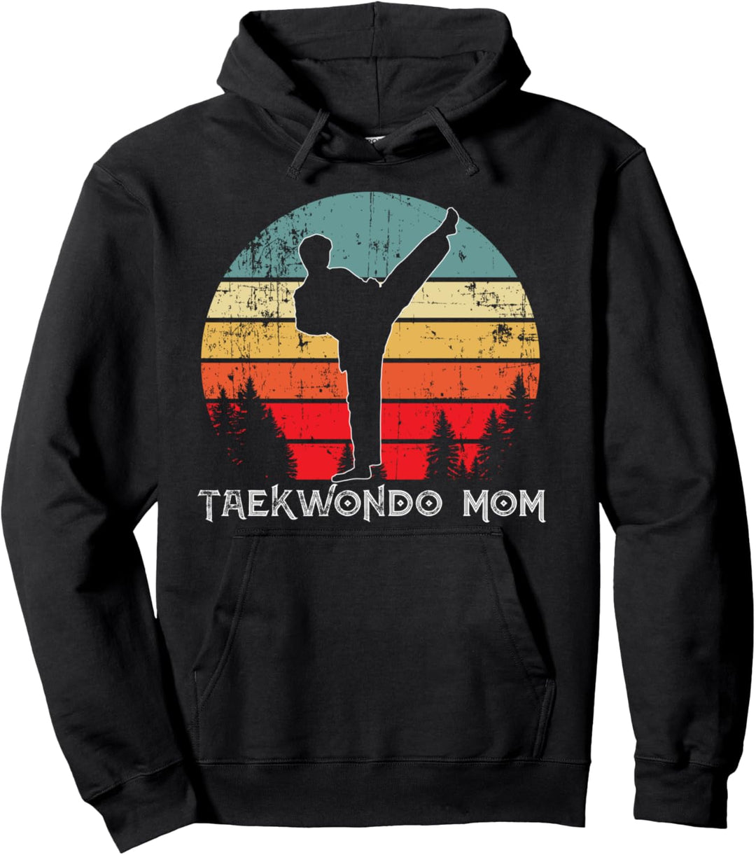 Taekwondo Mom Vintage Sonnenuntergang Sohn Pullover Hoodie