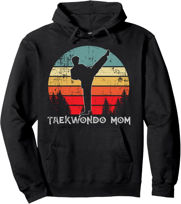 Taekwondo Mom Vintage Sonnenuntergang Sohn Pullover Hoodie