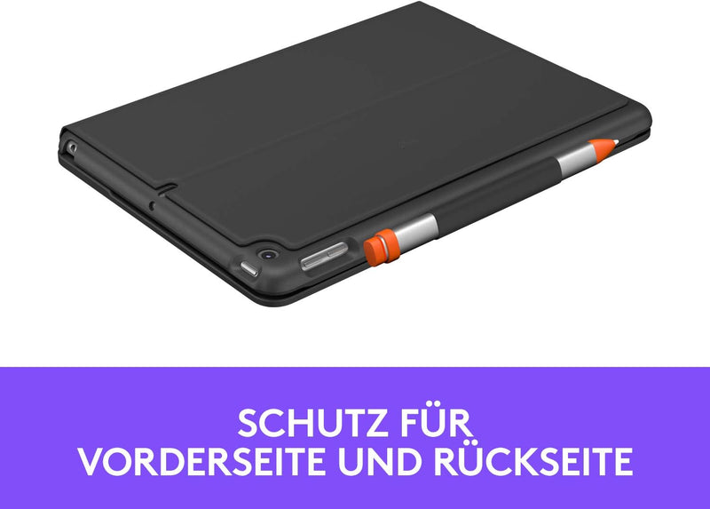 Logitech Slim Folio für iPad (7., 8. und 9. Generation) Tastatur-Case mit integrierter kabelloser Ta