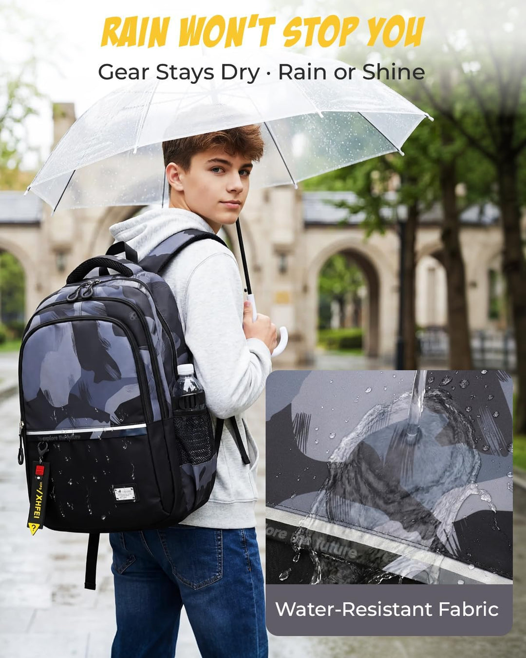 Amythe Schulrucksack Teenager Rucksack für Jungen - Wasserdichter Casual Daypack, Schulranzen Ideal