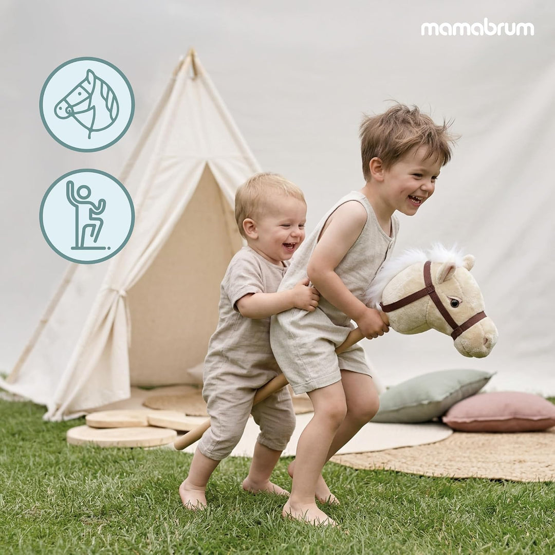 Mamabrum Hobby Horse - beiges Steckenpferd für Kinder, 80 cm | Beige - 80 cm