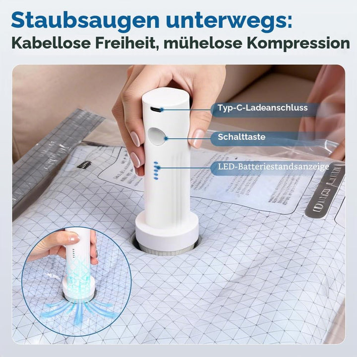 Aolso Vakuumbeutel für Kleidung mit Kabellose Vakuumpumpe, 9 Stück Vacuum Bags Wiederverwendbare (3x
