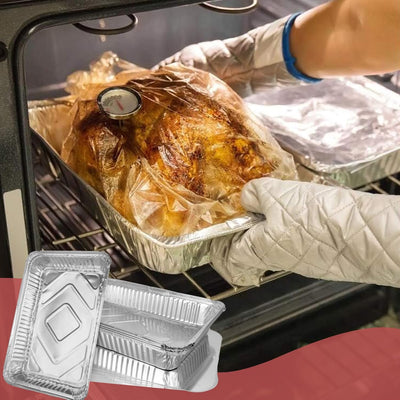 MIVIDE 30 Stück Grill Aluschalen mit Deckel, 2200ml Alu Grillschalen, Einwegschalen aus Aluminium fü