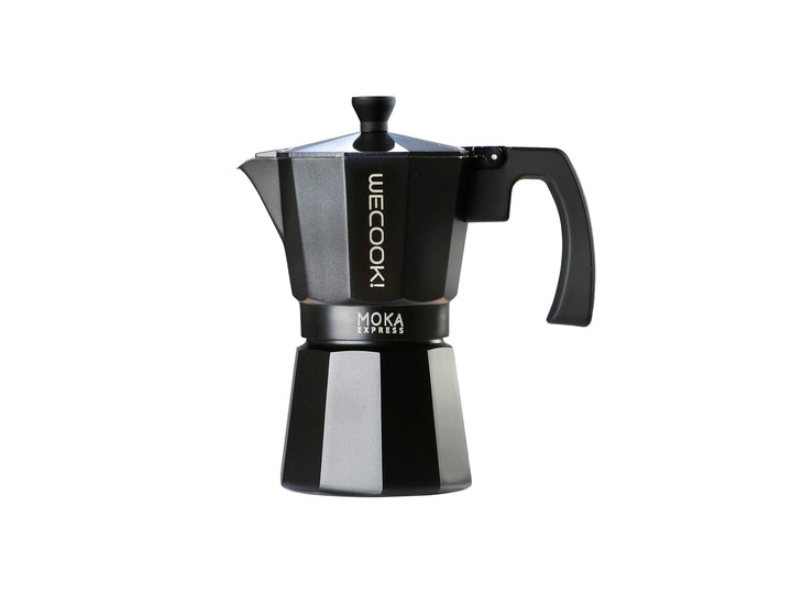 WECOOK! Bella Espressokocher Schwarz aus Aluminium, Moka Kaffeekocher, 9 Tassen (450 ml), Silikondic