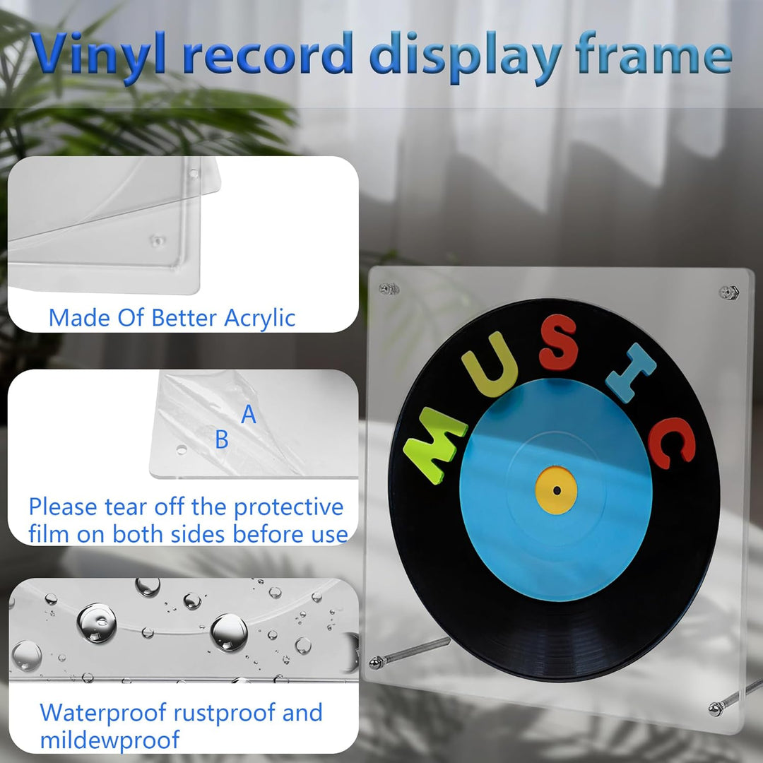Musiin Acryl-Albumrahmen für den Schreibtisch ohne Bohren – Transparenter Ständer für 17 cm Vinylpla