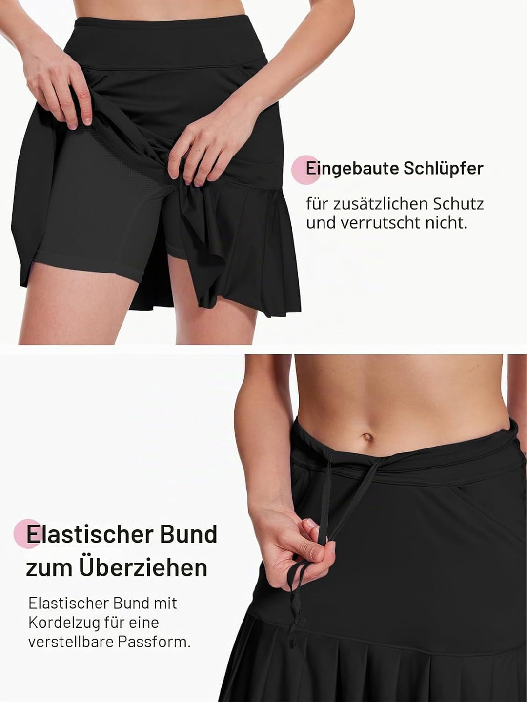 MOTEEPI 19" Golf Röcke für Frauen Knie Länge Ruffle Saum Rock Tennis Rock Athletic Skort für Workout