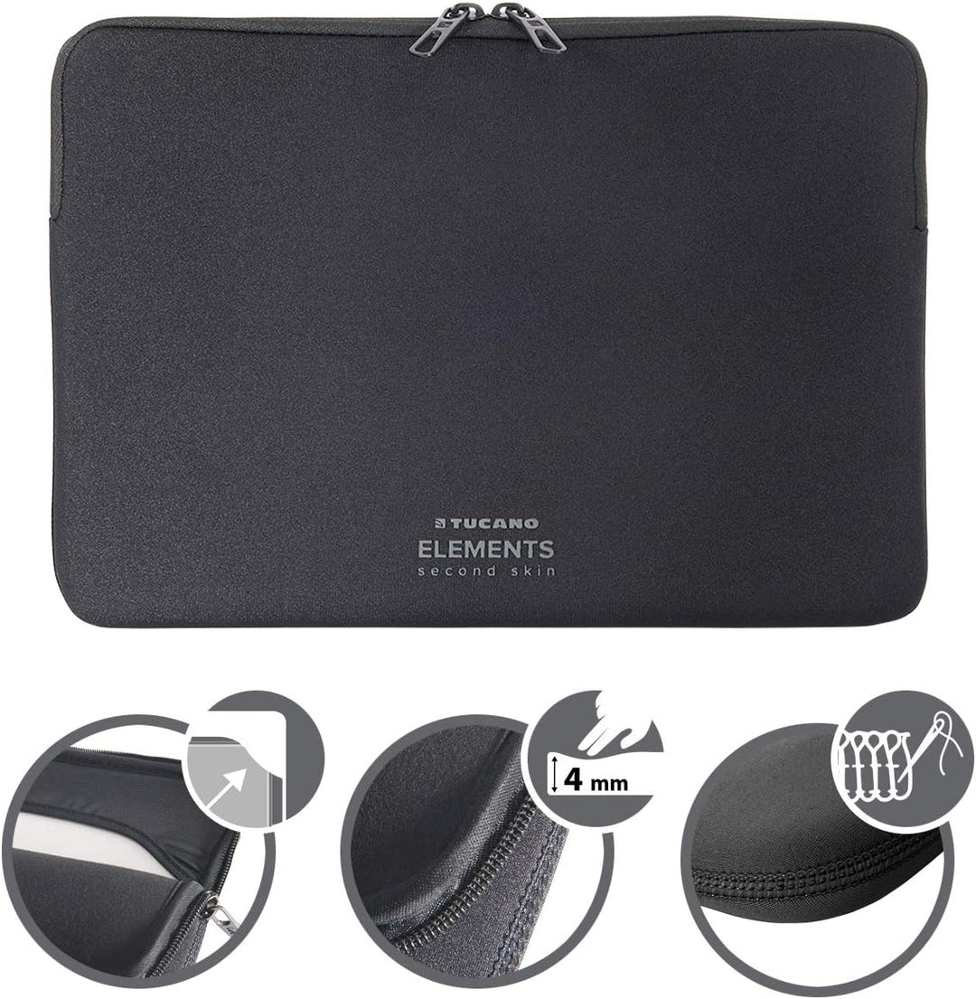 Tucano Second Skin New Elements Neopren Hülle für 30,5 cm (12 Zoll) Apple MacBook schwarz