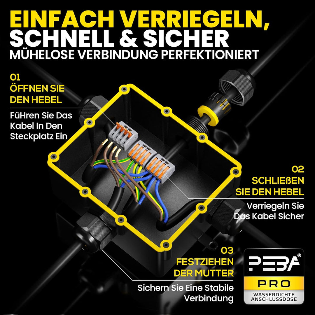 PEBA Abzweigdose IP68, Klemmkasten, Wasserdichte Kabelverbinder, Aufputz Verteilerdose Aussen Wasser