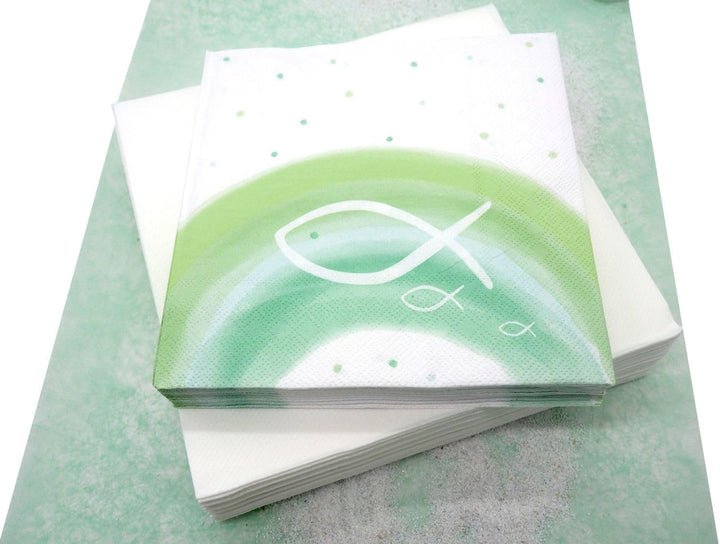Kommunion Konfirmation Tischdeko Mint Grün Salbei Weiss Fisch Set 20 Personen