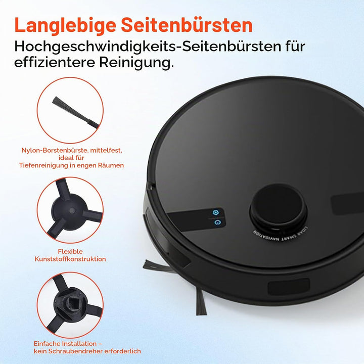 MS1 MAX Zubehör für MONSGA MS1 MAX Staubsauger, Enthält 1 Hauptbürste, 4 Seitenbürsten, 4 Wischtüche