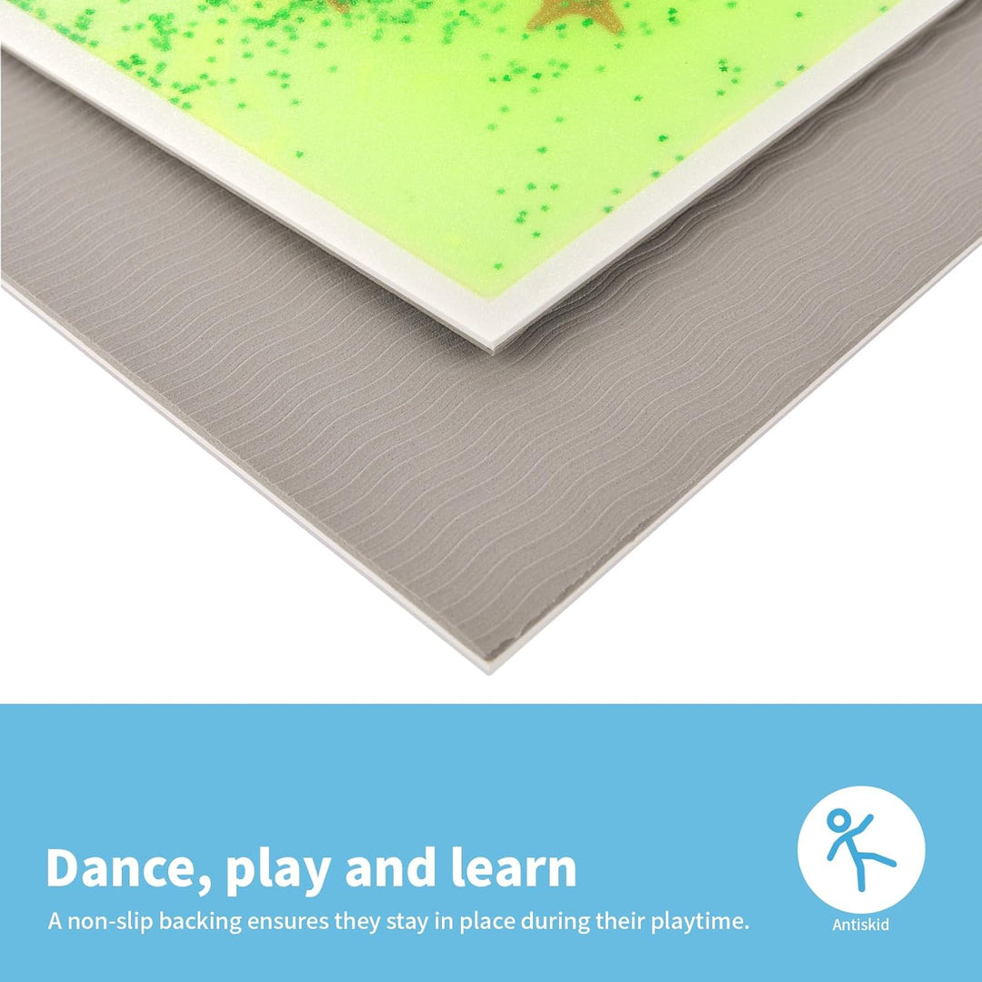 Art3d 4 Stück Flüssige Bodenfliesen Bunte Flüssigkeitsfusion sensorische Fliesen Senroy Tanzspielmat