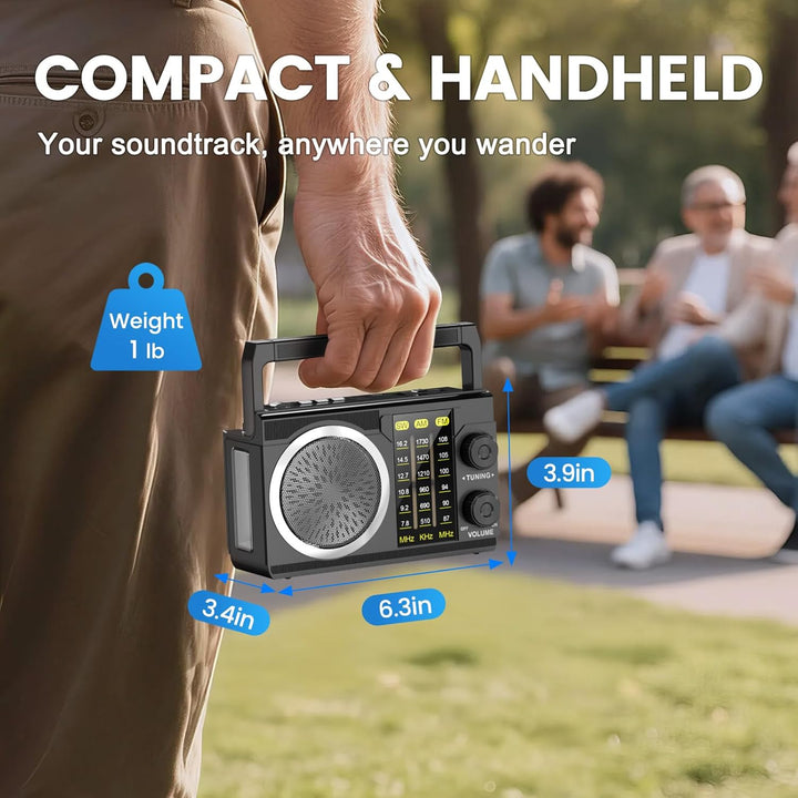 PRUNUS J-135 AM/FM/SW Solar Radio mit 1800mAh Akku oder AA batteriebetrieb, Nostalgie Radio mit Blue