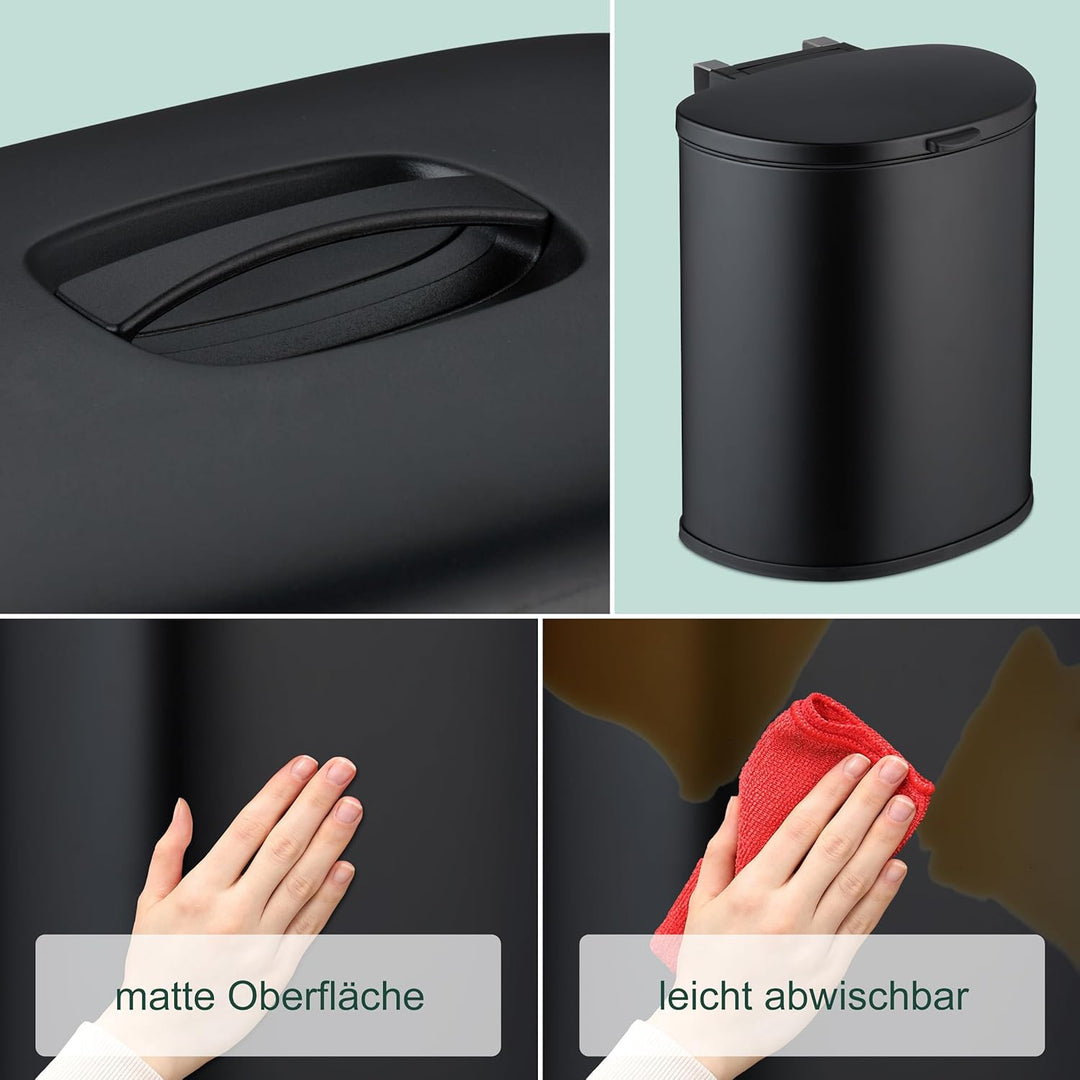 Relaxdays Mülleimer Wandmontage, 5 Liter, Einhängen oder Kleben, Inneneimer, Küchenabfalleimer, Badm