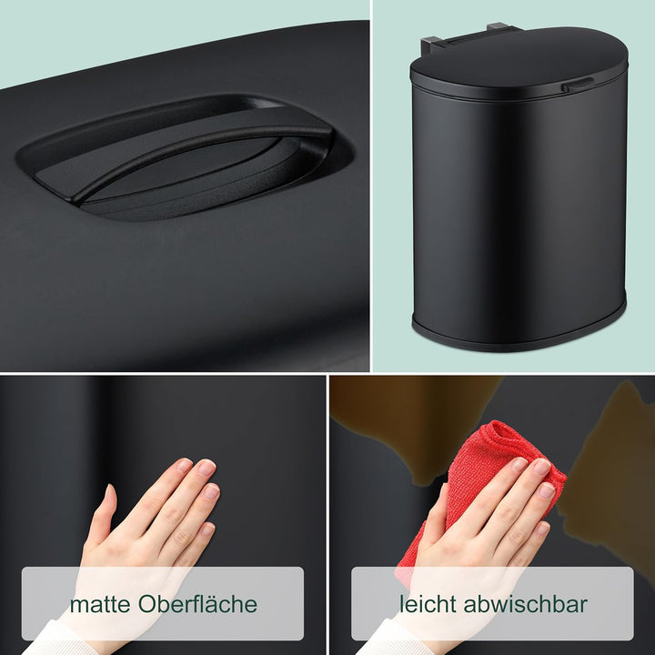 Relaxdays Mülleimer Wandmontage, 5 Liter, Einhängen oder Kleben, Inneneimer, Küchenabfalleimer, Badm