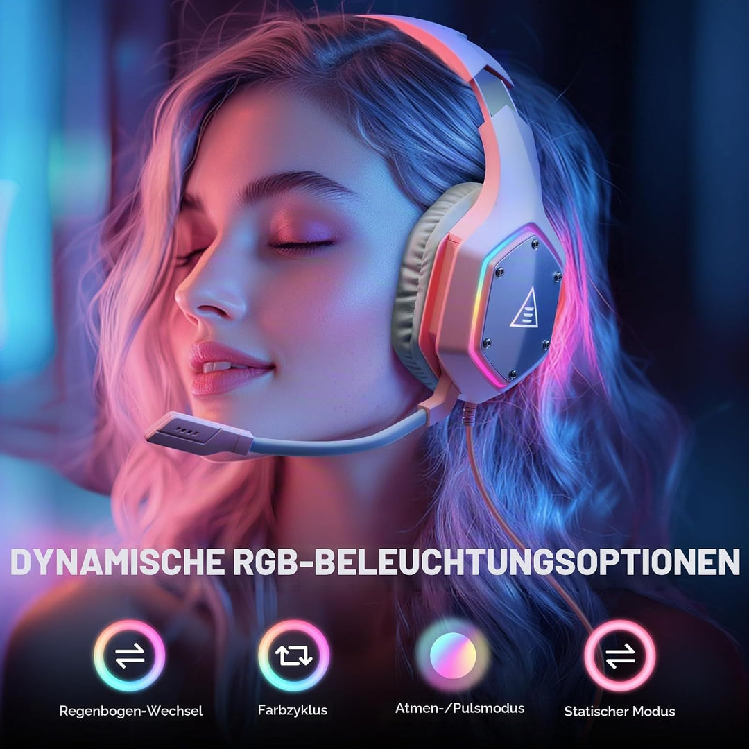 EKSA E1000V2 Gaming Headset, Type-C &amp; USB-A Schnittstelle Headset Mit Mikrofon, 7.1 Surround Sound &amp;