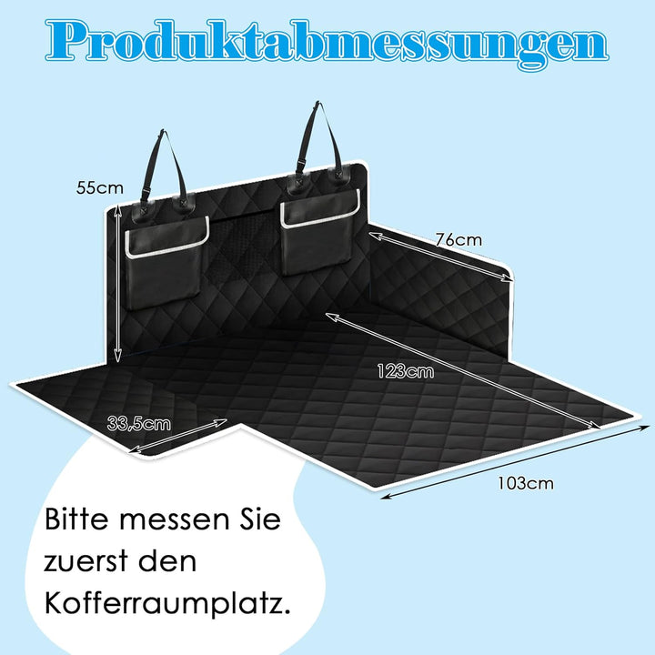 Kofferraum Schutzmatte mit 3 Taschen, 103x180cm Hundebox Auto Kofferraum Hundeschutz, Kofferraummatt
