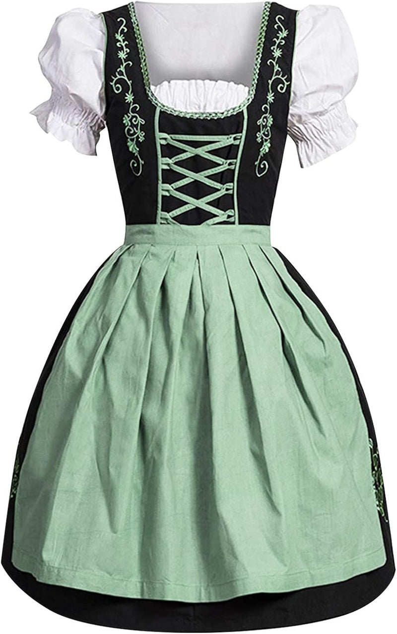 Generisch Damen Exklusives Designer Dirndl Midi Mit Handgefertigter Tasche SchüRze Dirndlkleid Trach