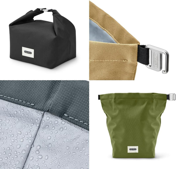 BLACK + BLUM isolierte Lunchtasche 6,7 L Olive, 100% auslaufsicher dank Rolltop, faltbare Lunchbag a