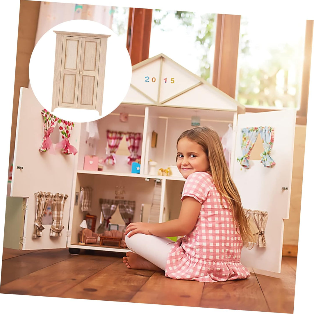 Yardwe Puppenhaus Kleiderschrank Holz, 11.3 x 5.6 x 16.6 cm, Synthetischem Material, Miniatur MöBel