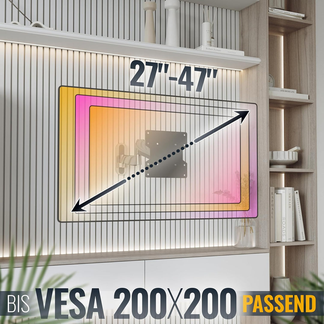 RICOO TV Monitor Wandhalterung Schwenkbar Gasdruckfeder für 27-47 Zoll, Universal TV Halterung S2722