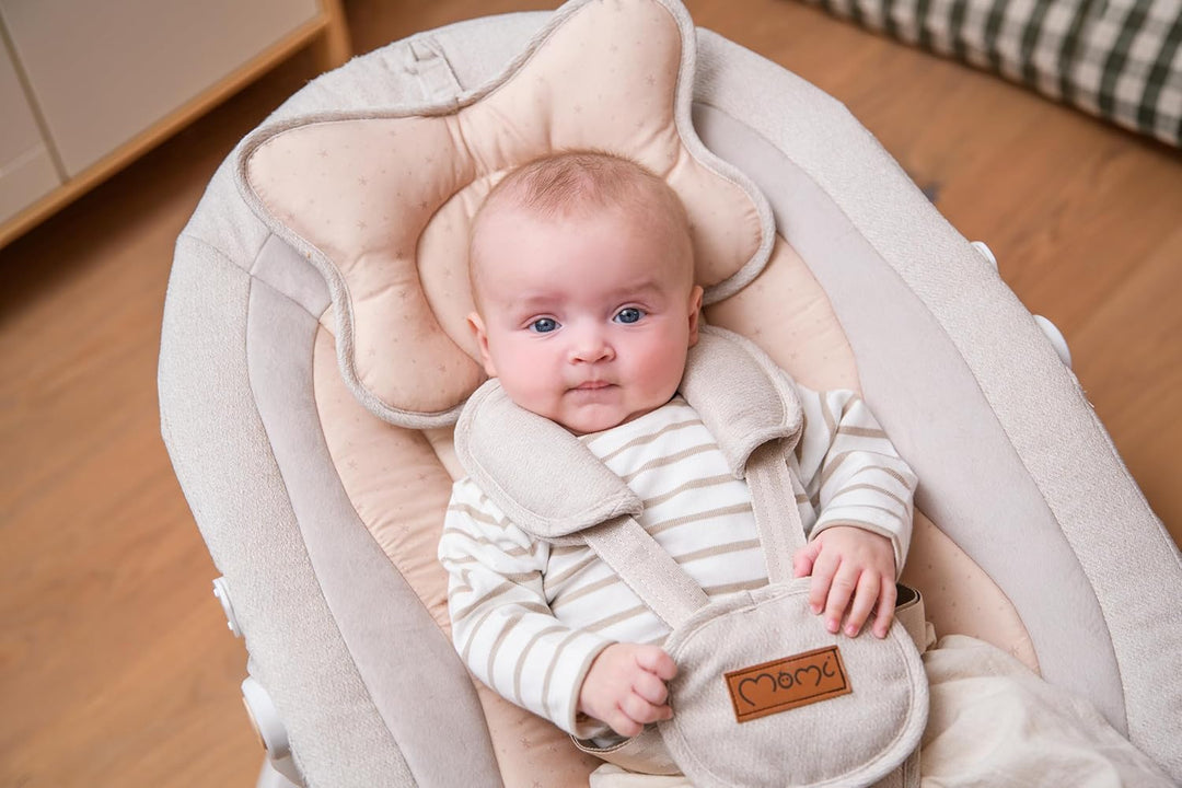 MoMi Babywippe PEARL für Babys bis 9 kg, 360° drehbarer Sitz, LED-Panel, Bluetooth, Fernbedienung, B