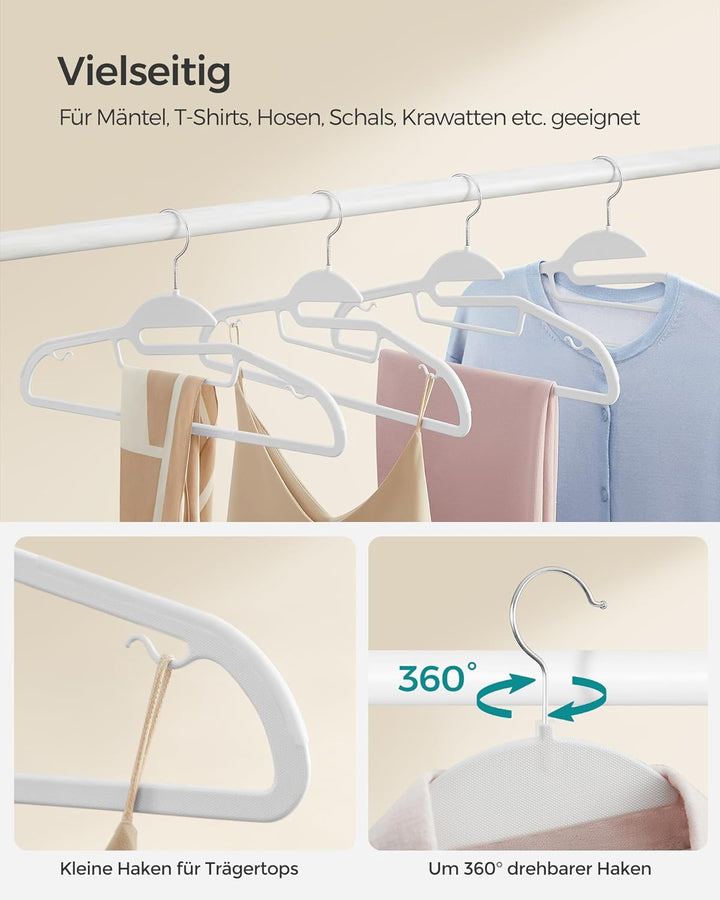 SONGMICS Kleiderbügel Kunststoff, 50er Set, Bügel mit U-förmiger Öffnung, rutschfest, platzsparend,