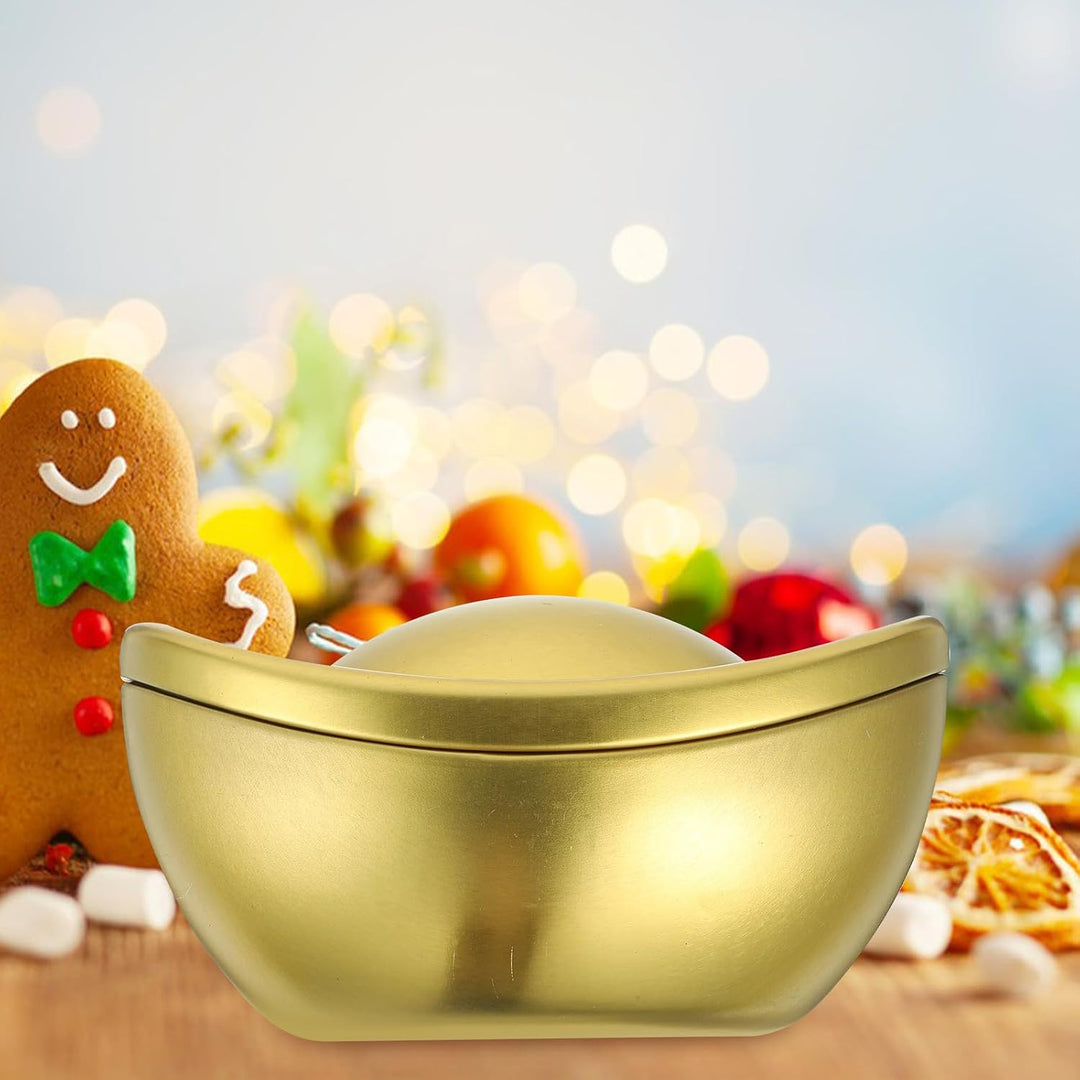 Gadpiparty 3 Stück Goldfarbene Bonbondose aus Weissblech im Barrenform Design Leichte und Strapazier