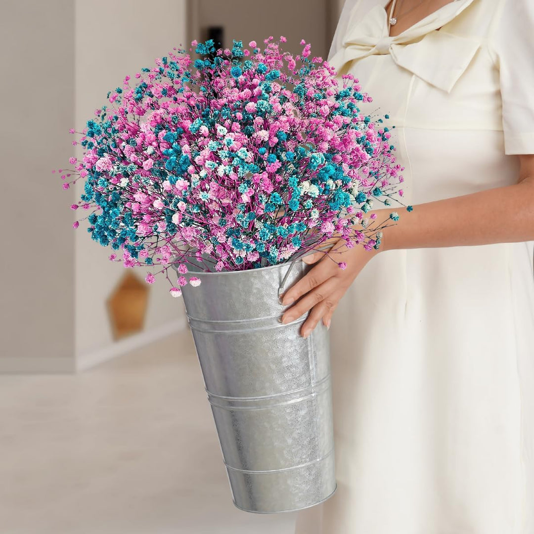 Notakia 30,5 cm grosse verzinkte Metallvasen im Bauernhaus-Stil, französische Blumeneimervasen für S