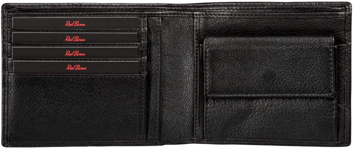 Red Baron Schwarze Herren Geldbörse aus Leder Querformat RB-WT-004-07