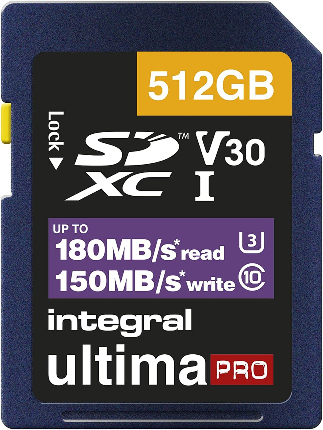 Integral SD Karte 512GB 4K Video Lesegeschwindigkeit 180MB/s und Schreibgeschwindigkeit 150MB/s SDXC