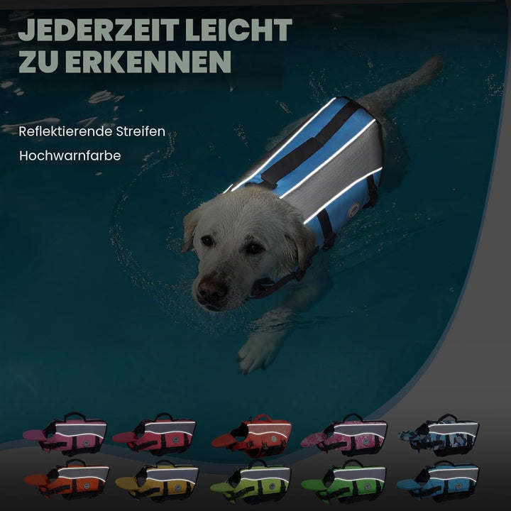 VIVAGLORY Hunde Schwimmweste mit abnehmbarem Frontauftrieb, Rettungsweste mit Reflektierenden Besätz