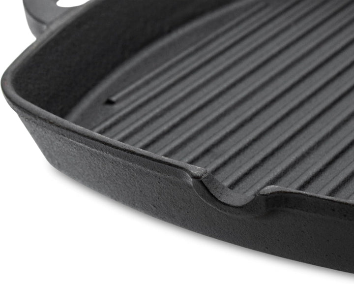 Spetebo Gusseisen Pfanne 26 cm - Gusspfanne mit Griff eckig - Grill Pfanne Bratpfanne Induktion Serv