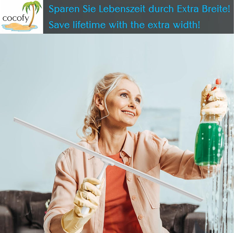 cocofy Duschabzieher schwarz matt breit XXL 45 cm ohne Bohren für Dusche, Fliesen mit Haken, Ersatzg