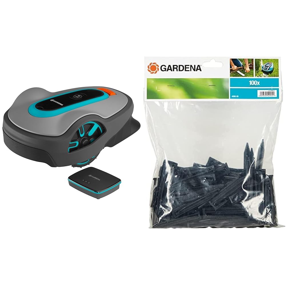 Gardena Mähroboter smart SILENO life 1000 m² Set &amp; Haken: Mähroboter-Zubehör, Set aus 100 Haken