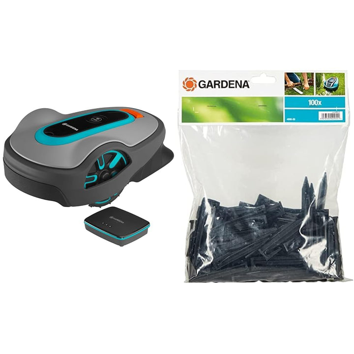 Gardena Mähroboter smart SILENO life 1000 m² Set &amp; Haken: Mähroboter-Zubehör, Set aus 100 Haken