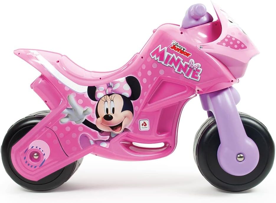 INJUSA - Moto Laufrad Minnie Mouse Twin Dessert, für Kinder von 18 bis 36 Monate, permanente Dekorat
