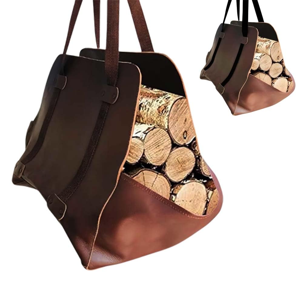 REWON Holzträger - Leder Brennholzträger, brennholzkorb, Kaminholz Holzkorb Brennholztasche, Kaminho