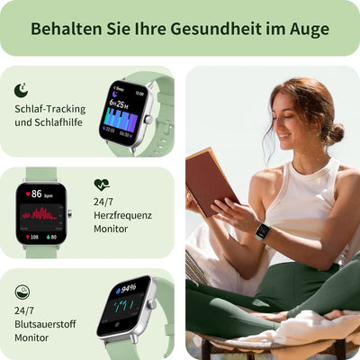 Yoever Smartwatch für Damen, Telefonfunktion und Alexa Built-in, 1.8" Fitnessuhr Herren mit Herzfreq