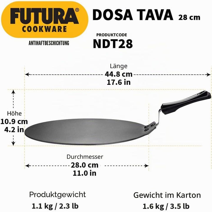 HAWKINS Futura Dosa Tava Grillplatte, antihaftbeschichtet, 27,9 cm, Schwarz 11-inch, 11-inch