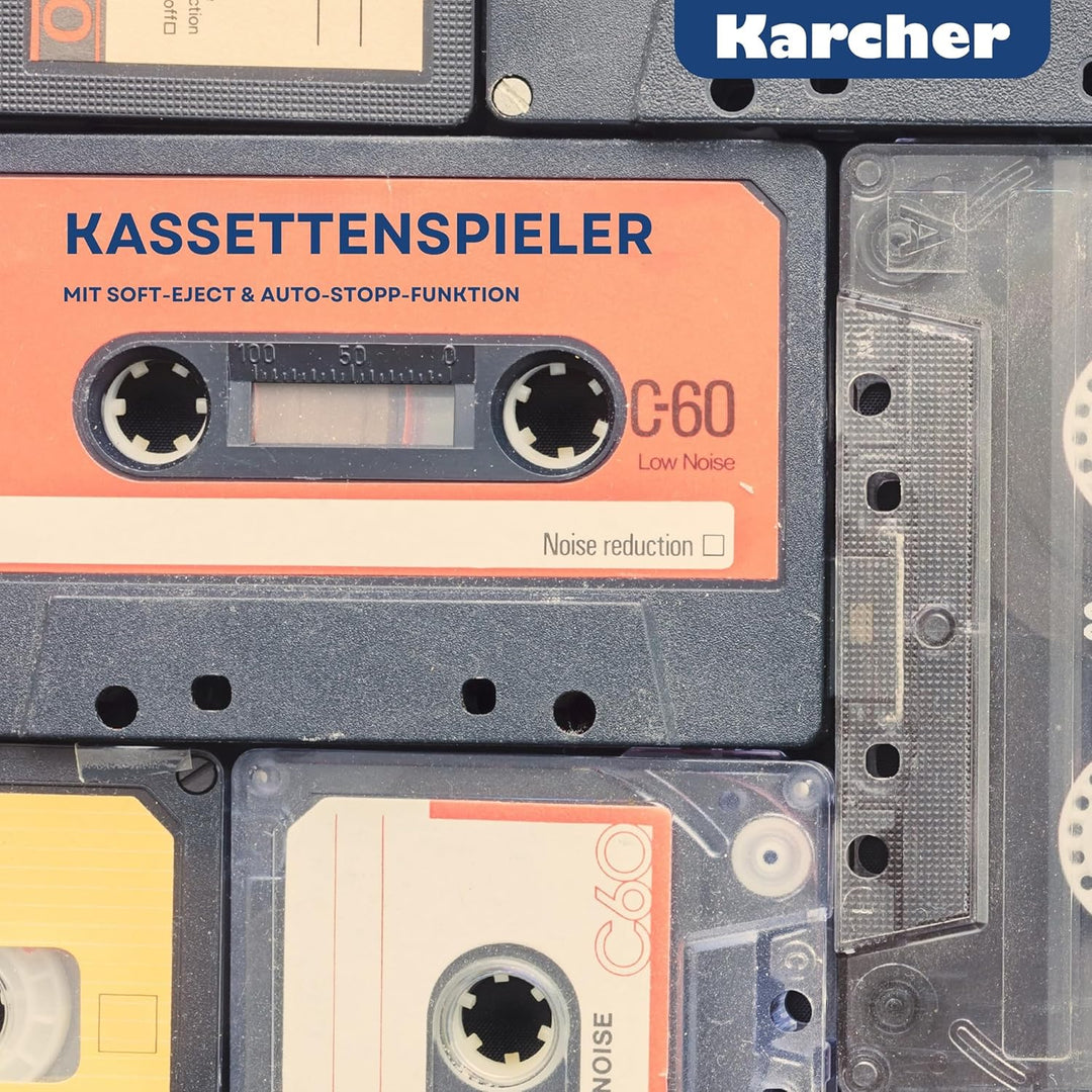 Karcher RR 5042-R tragbares CD Radio/Boombox mit CD-Player und Kassettenspieler (UKW, Batterie-/Netz