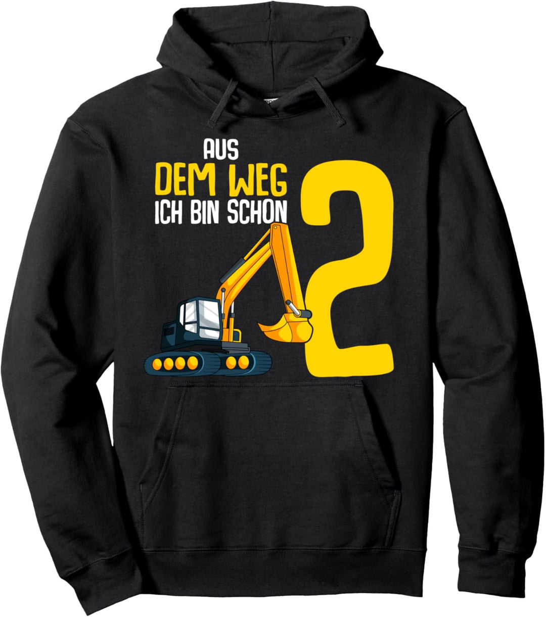 2. Geburtstag Bagger Baggerfahrer 2 Jahre Kinder Junge Pullover Hoodie