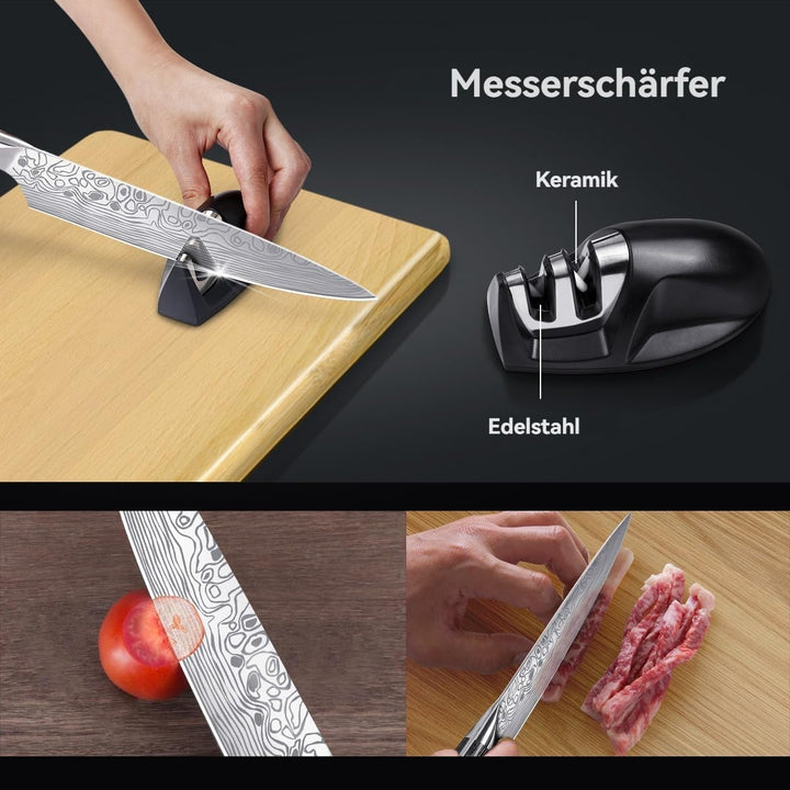 Kochmesser 20 cm Küchenmesser Profi Messer Scharfe Fleischmesser aus Hochelastischer Edelstahl mit E