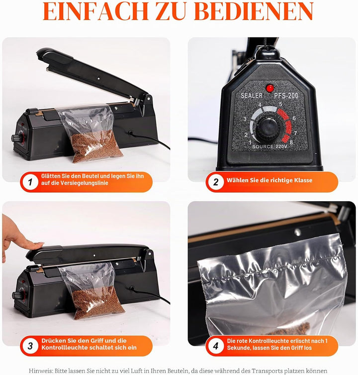 200 mm Heisssiegelgerät Folienschweissgerät Balkenschweissgerät Versiegelungsgerät Temperaturkontrol