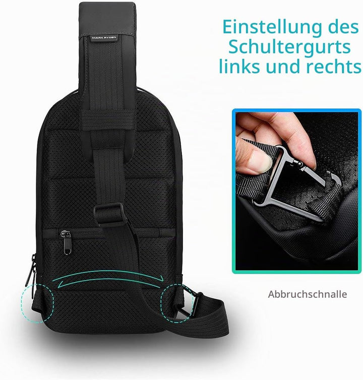 MARK RYDEN Crossbody wasserdichte Schultertasche für Männer Damen Diebstahlsicherung Brusttasche Tra