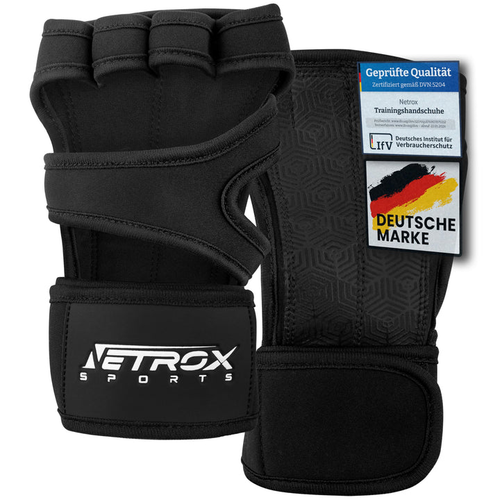 NetroxSports - Trainingshandschuhe mit Handgelenkbandage für Krafttraining Kraftsport - Fitness Hand