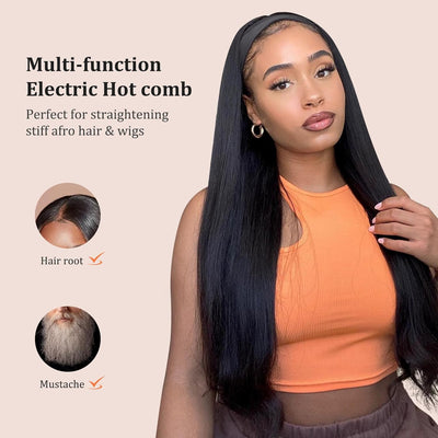 80°C-230°C Hot Comb for Afro hair/Lace wigs/Bart, janelove Keramik Glättkamm mit HD LCD Anzeige, Sch