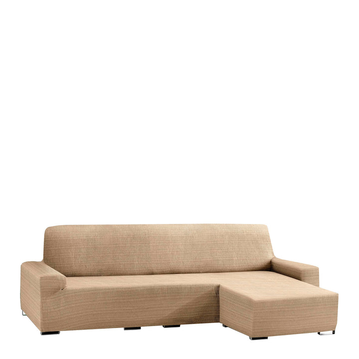 Eysa Aquiles elastisch Sofa überwurf Chaise Longue kurzer arm rechts, frontalsicht, Farbe 01-beige,