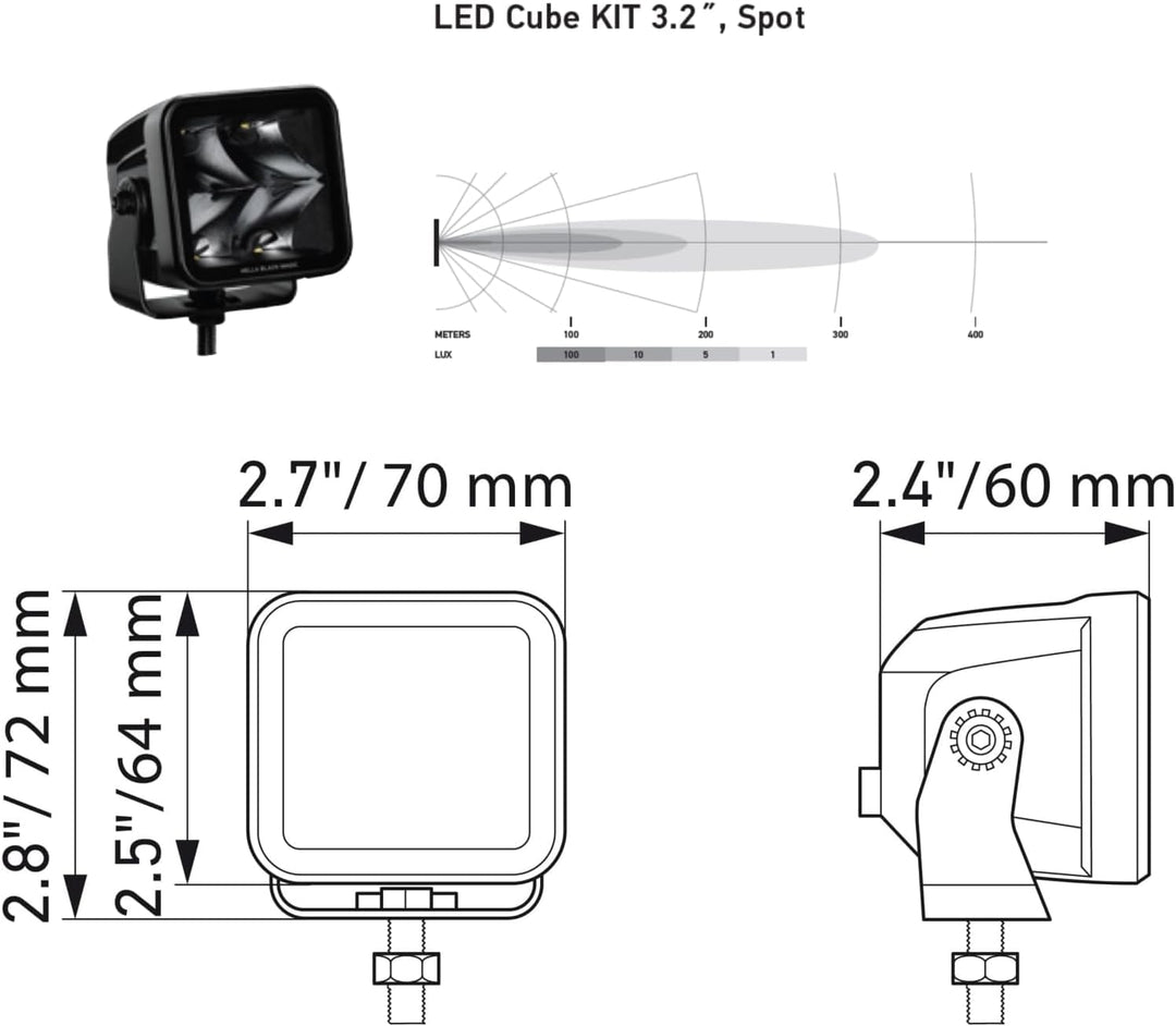 HELLA LED Scheinwerfer Black Magic Cube Kit 3.2" - 12/24V - 3000lm - 2 Stk Set quadratisch LED Zusat