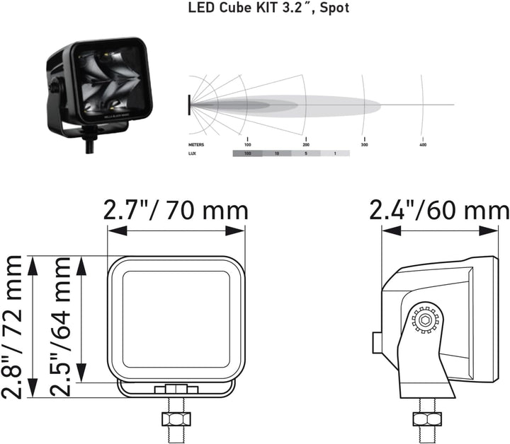 HELLA LED Scheinwerfer Black Magic Cube Kit 3.2" - 12/24V - 3000lm - 2 Stk Set quadratisch LED Zusat